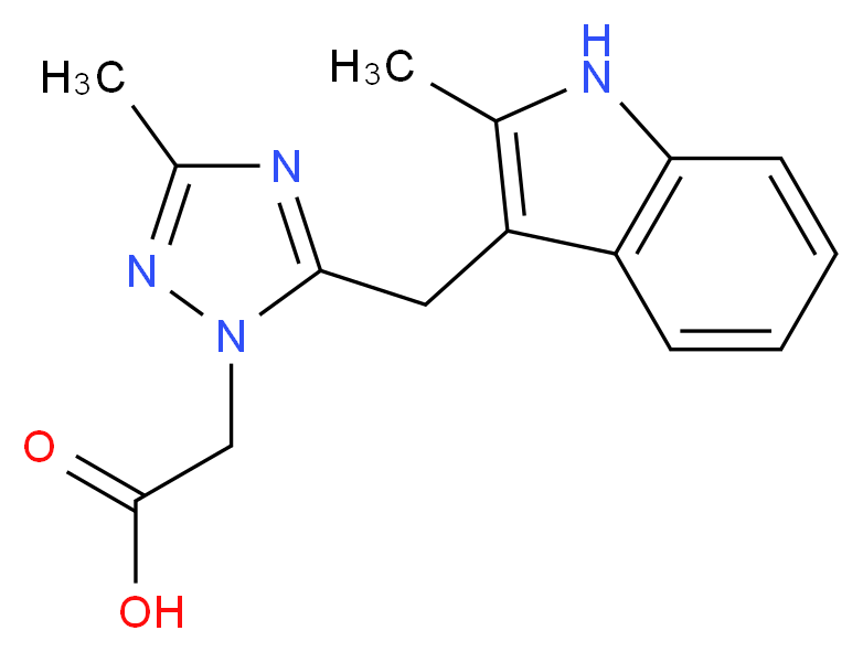 {3-methyl-5-[(2-methyl-1H-indol-3-yl)methyl]-1H-1,2,4-triazol-1-yl}acetic acid_Molecular_structure_CAS_)