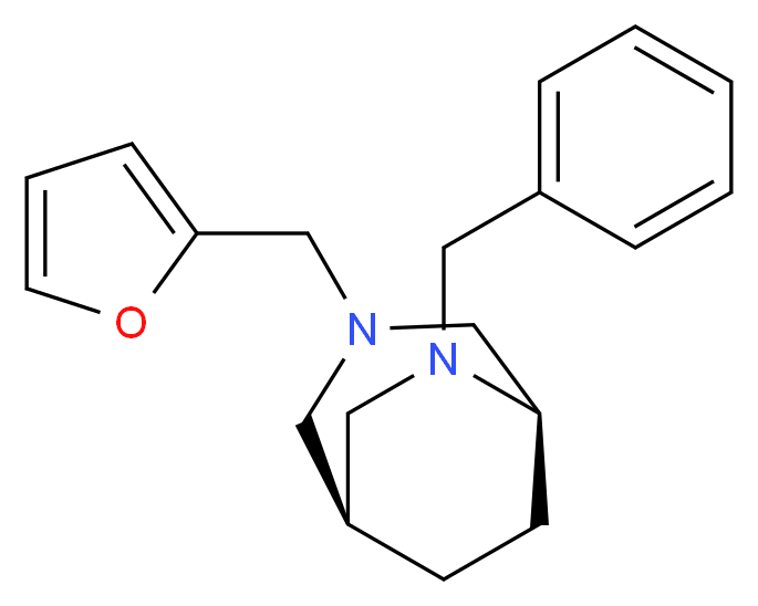 (1S*,5R*)-6-benzyl-3-(2-furylmethyl)-3,6-diazabicyclo[3.2.2]nonane_Molecular_structure_CAS_)