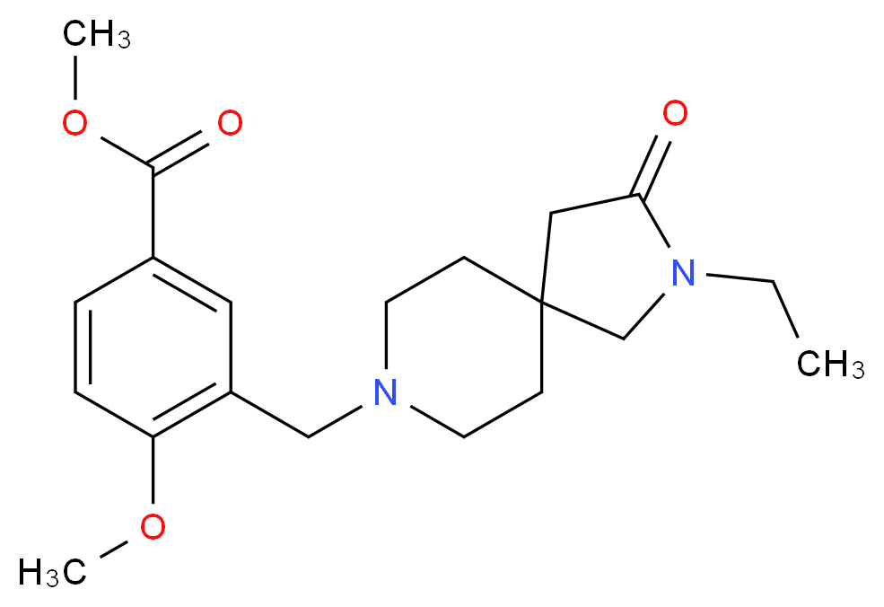 methyl 3-[(2-ethyl-3-oxo-2,8-diazaspiro[4.5]dec-8-yl)methyl]-4-methoxybenzoate_Molecular_structure_CAS_)