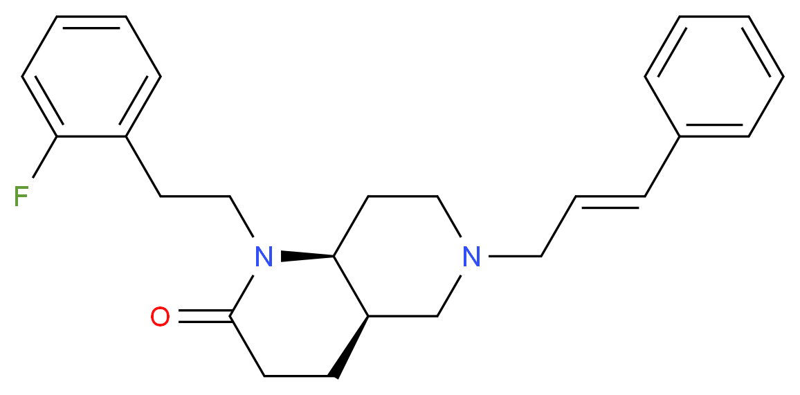 (4aR*,8aS*)-1-[2-(2-fluorophenyl)ethyl]-6-[(2E)-3-phenyl-2-propen-1-yl]octahydro-1,6-naphthyridin-2(1H)-one_Molecular_structure_CAS_)