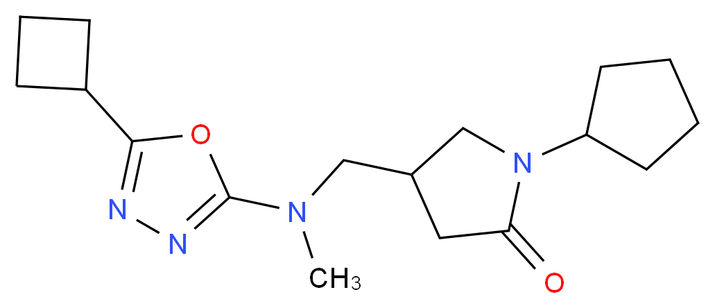 4-{[(5-cyclobutyl-1,3,4-oxadiazol-2-yl)(methyl)amino]methyl}-1-cyclopentylpyrrolidin-2-one_Molecular_structure_CAS_)
