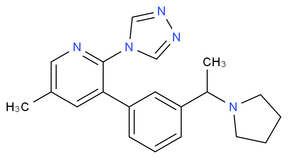 5-methyl-3-[3-(1-pyrrolidin-1-ylethyl)phenyl]-2-(4H-1,2,4-triazol-4-yl)pyridine_Molecular_structure_CAS_)