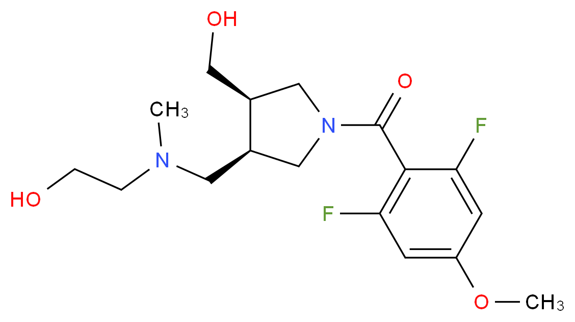 2-[{[(3R*,4R*)-1-(2,6-difluoro-4-methoxybenzoyl)-4-(hydroxymethyl)pyrrolidin-3-yl]methyl}(methyl)amino]ethanol_Molecular_structure_CAS_)
