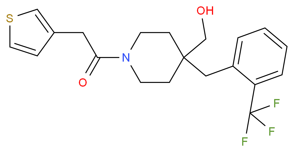 {1-(3-thienylacetyl)-4-[2-(trifluoromethyl)benzyl]-4-piperidinyl}methanol_Molecular_structure_CAS_)