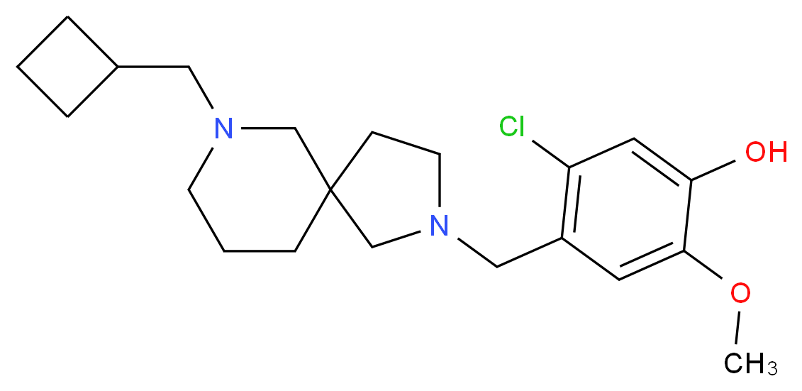 5-chloro-4-{[7-(cyclobutylmethyl)-2,7-diazaspiro[4.5]dec-2-yl]methyl}-2-methoxyphenol_Molecular_structure_CAS_)