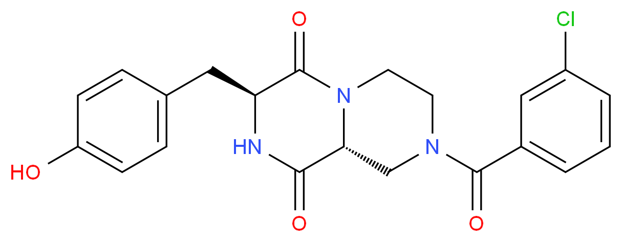 (3S,9aR)-8-(3-chlorobenzoyl)-3-(4-hydroxybenzyl)tetrahydro-2H-pyrazino[1,2-a]pyrazine-1,4(3H,6H)-dione_Molecular_structure_CAS_)