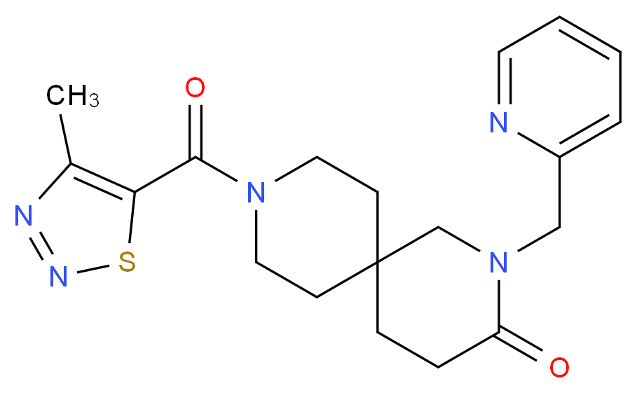 9-[(4-methyl-1,2,3-thiadiazol-5-yl)carbonyl]-2-(pyridin-2-ylmethyl)-2,9-diazaspiro[5.5]undecan-3-one_Molecular_structure_CAS_)