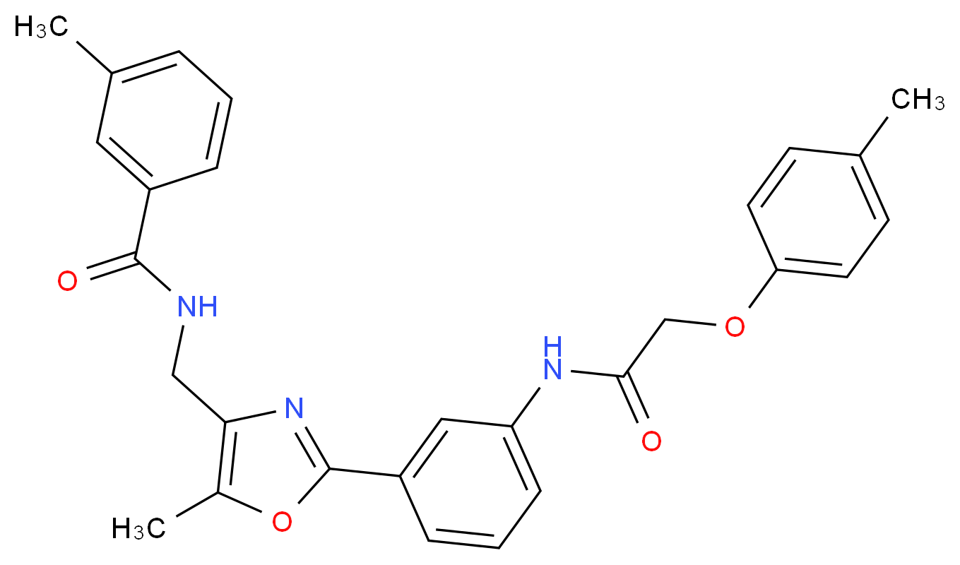 3-methyl-N-{[5-methyl-2-(3-{[(4-methylphenoxy)acetyl]amino}phenyl)-1,3-oxazol-4-yl]methyl}benzamide_Molecular_structure_CAS_)
