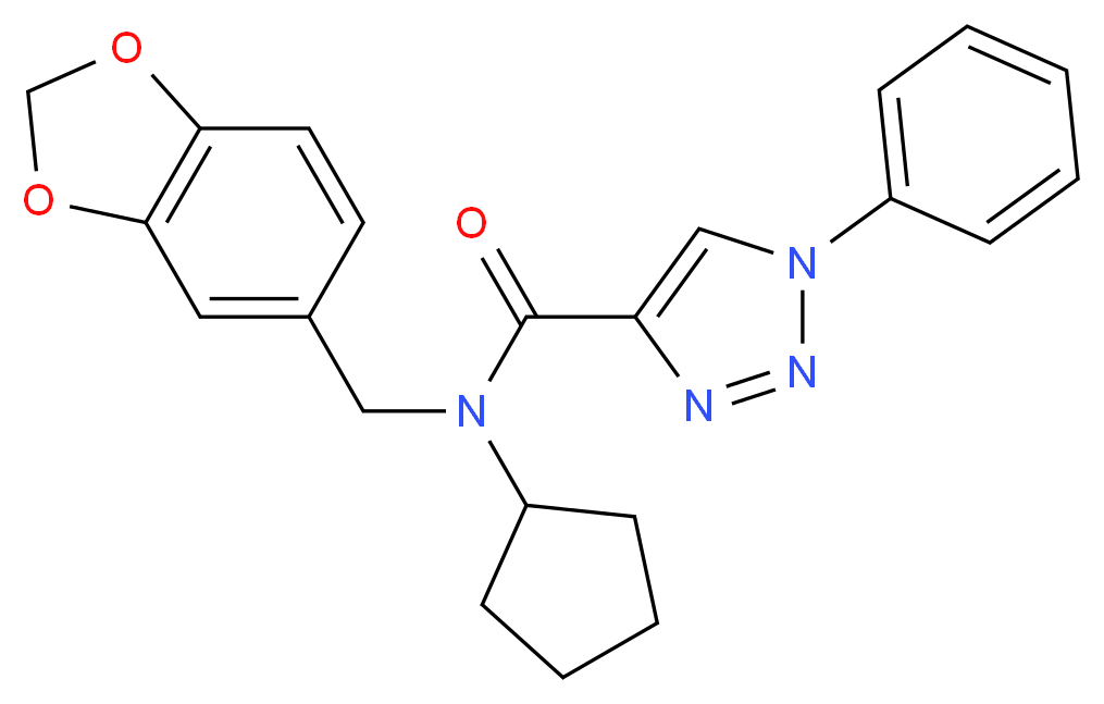 N-(1,3-benzodioxol-5-ylmethyl)-N-cyclopentyl-1-phenyl-1H-1,2,3-triazole-4-carboxamide_Molecular_structure_CAS_)