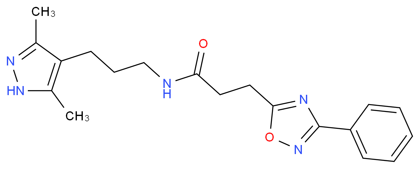 N-[3-(3,5-dimethyl-1H-pyrazol-4-yl)propyl]-3-(3-phenyl-1,2,4-oxadiazol-5-yl)propanamide_Molecular_structure_CAS_)
