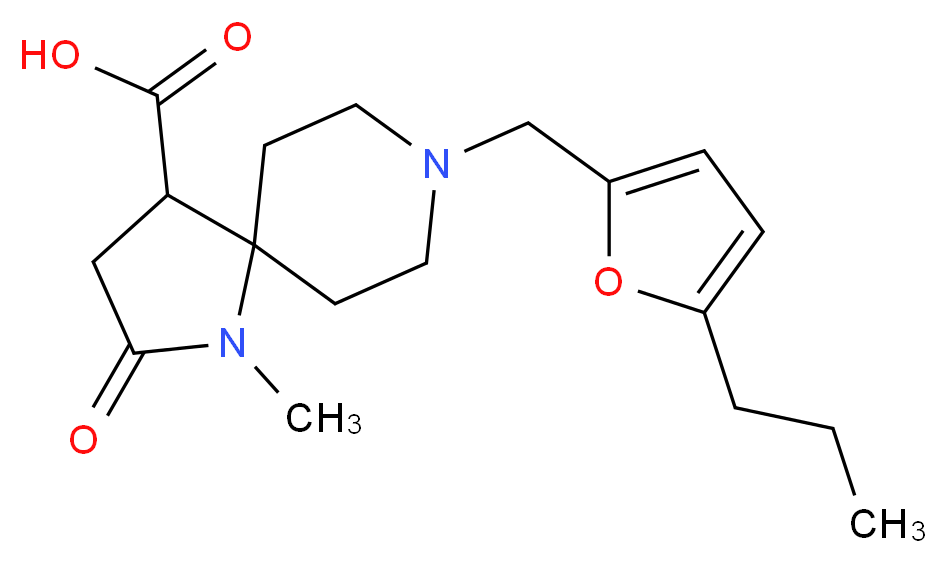 1-methyl-2-oxo-8-[(5-propyl-2-furyl)methyl]-1,8-diazaspiro[4.5]decane-4-carboxylic acid_Molecular_structure_CAS_)