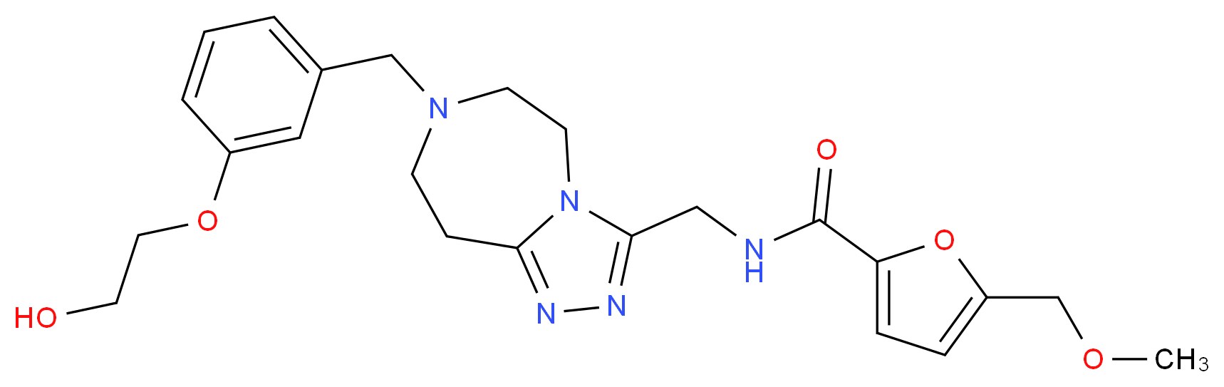 N-({7-[3-(2-hydroxyethoxy)benzyl]-6,7,8,9-tetrahydro-5H-[1,2,4]triazolo[4,3-d][1,4]diazepin-3-yl}methyl)-5-(methoxymethyl)-2-furamide_Molecular_structure_CAS_)