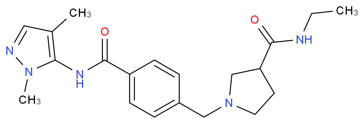 1-(4-{[(1,4-dimethyl-1H-pyrazol-5-yl)amino]carbonyl}benzyl)-N-ethylpyrrolidine-3-carboxamide_Molecular_structure_CAS_)