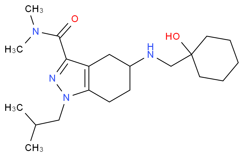 5-{[(1-hydroxycyclohexyl)methyl]amino}-1-isobutyl-N,N-dimethyl-4,5,6,7-tetrahydro-1H-indazole-3-carboxamide_Molecular_structure_CAS_)