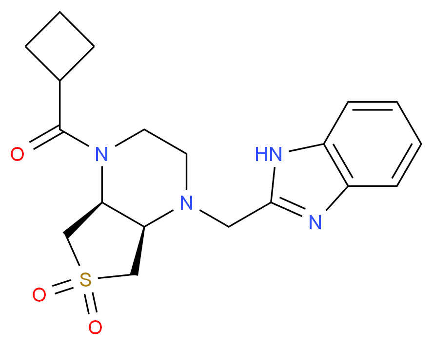 (4aS*,7aR*)-1-(1H-benzimidazol-2-ylmethyl)-4-(cyclobutylcarbonyl)octahydrothieno[3,4-b]pyrazine 6,6-dioxide_Molecular_structure_CAS_)
