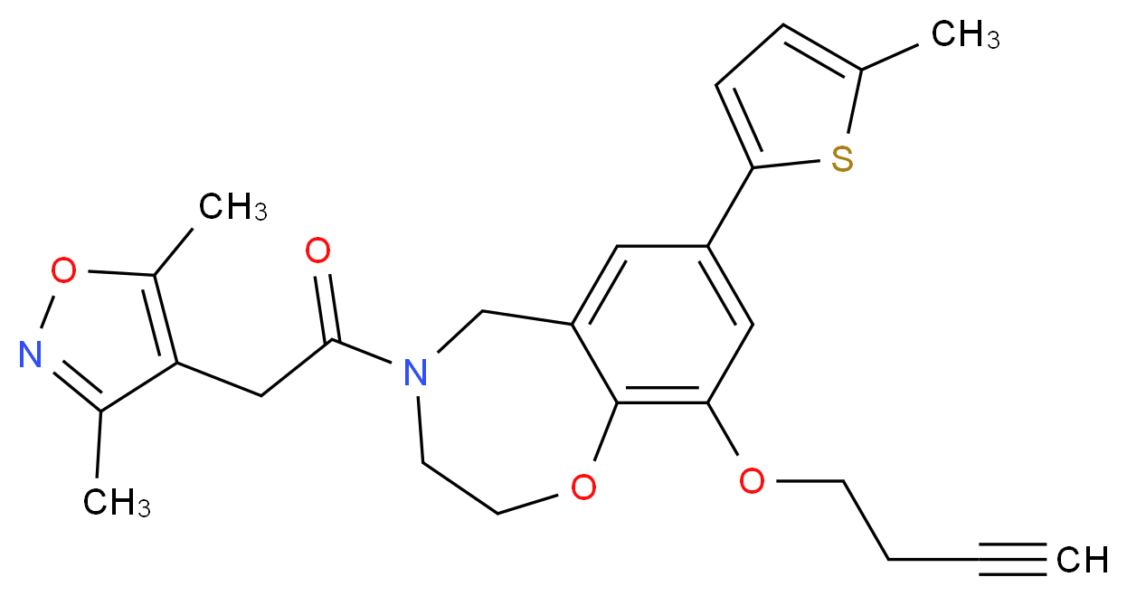 9-(3-butyn-1-yloxy)-4-[(3,5-dimethyl-4-isoxazolyl)acetyl]-7-(5-methyl-2-thienyl)-2,3,4,5-tetrahydro-1,4-benzoxazepine_Molecular_structure_CAS_)