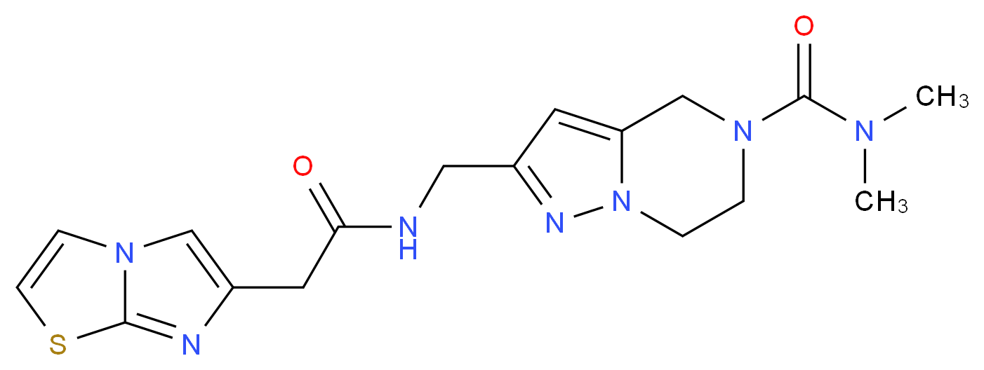 2-{[(imidazo[2,1-b][1,3]thiazol-6-ylacetyl)amino]methyl}-N,N-dimethyl-6,7-dihydropyrazolo[1,5-a]pyrazine-5(4H)-carboxamide_Molecular_structure_CAS_)