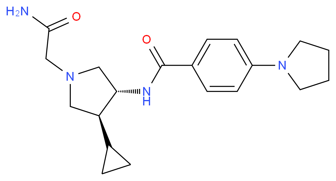 N-[(3R*,4S*)-1-(2-amino-2-oxoethyl)-4-cyclopropyl-3-pyrrolidinyl]-4-(1-pyrrolidinyl)benzamide_Molecular_structure_CAS_)