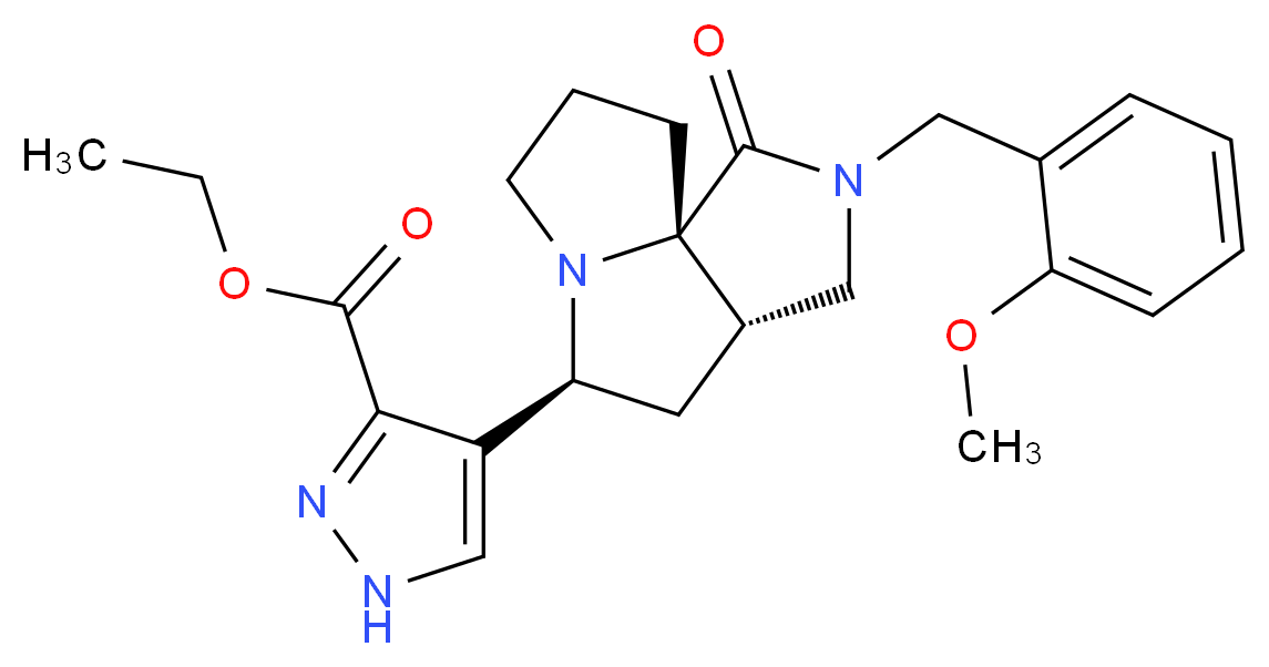 ethyl 4-[(3aS*,5S*,9aS*)-2-(2-methoxybenzyl)-1-oxooctahydro-7H-pyrrolo[3,4-g]pyrrolizin-5-yl]-1H-pyrazole-3-carboxylate_Molecular_structure_CAS_)