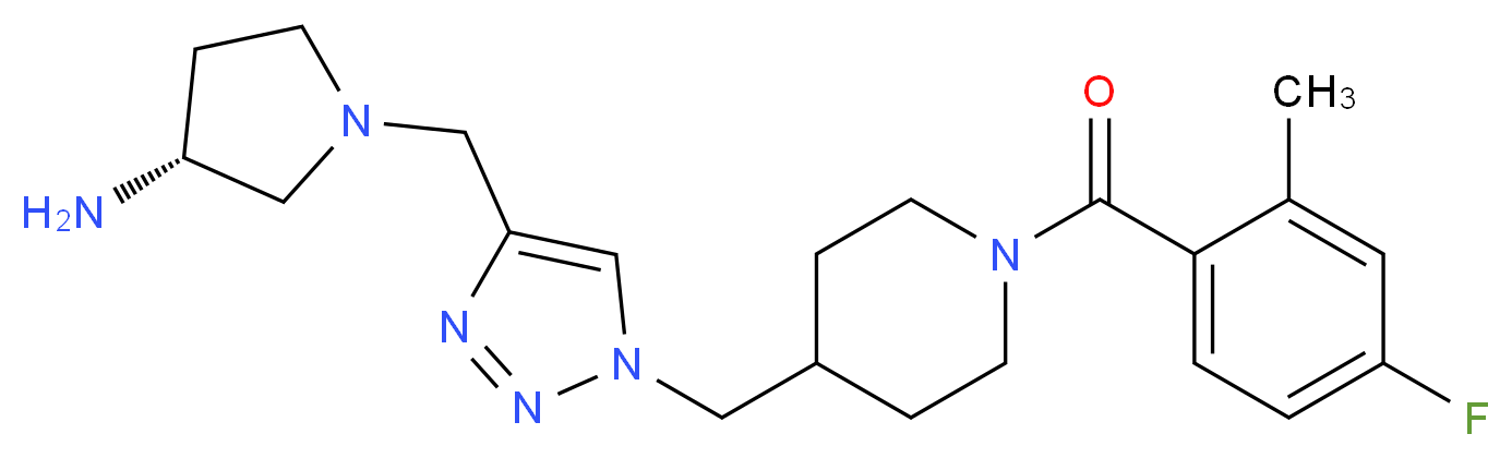(3R)-1-[(1-{[1-(4-fluoro-2-methylbenzoyl)piperidin-4-yl]methyl}-1H-1,2,3-triazol-4-yl)methyl]pyrrolidin-3-amine_Molecular_structure_CAS_)