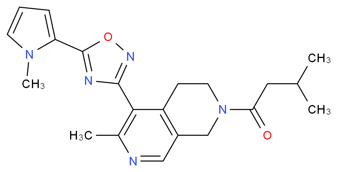 6-methyl-2-(3-methylbutanoyl)-5-[5-(1-methyl-1H-pyrrol-2-yl)-1,2,4-oxadiazol-3-yl]-1,2,3,4-tetrahydro-2,7-naphthyridine_Molecular_structure_CAS_)