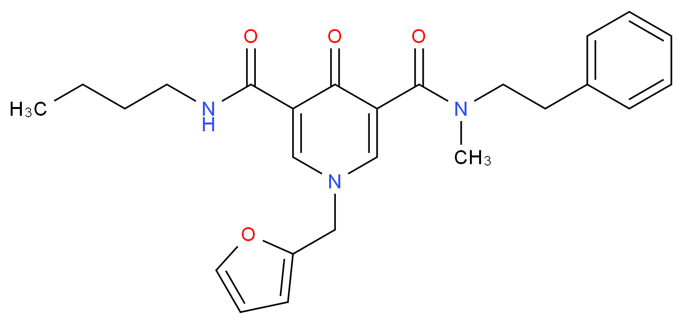 N'-butyl-1-(2-furylmethyl)-N-methyl-4-oxo-N-(2-phenylethyl)-1,4-dihydro-3,5-pyridinedicarboxamide_Molecular_structure_CAS_)