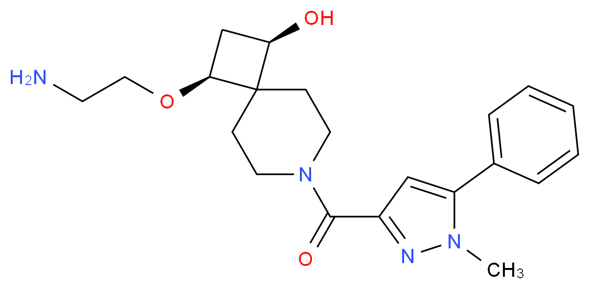 (1R*,3S*)-3-(2-aminoethoxy)-7-[(1-methyl-5-phenyl-1H-pyrazol-3-yl)carbonyl]-7-azaspiro[3.5]nonan-1-ol_Molecular_structure_CAS_)