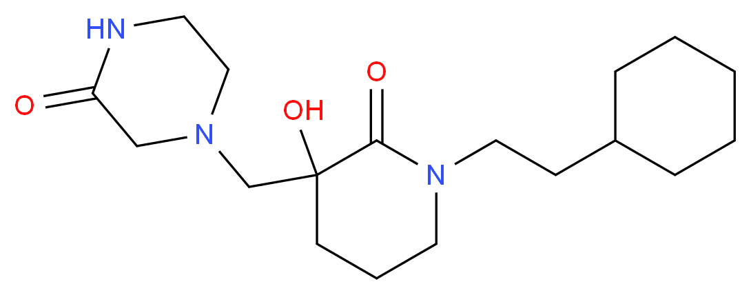 4-{[1-(2-cyclohexylethyl)-3-hydroxy-2-oxopiperidin-3-yl]methyl}piperazin-2-one_Molecular_structure_CAS_)