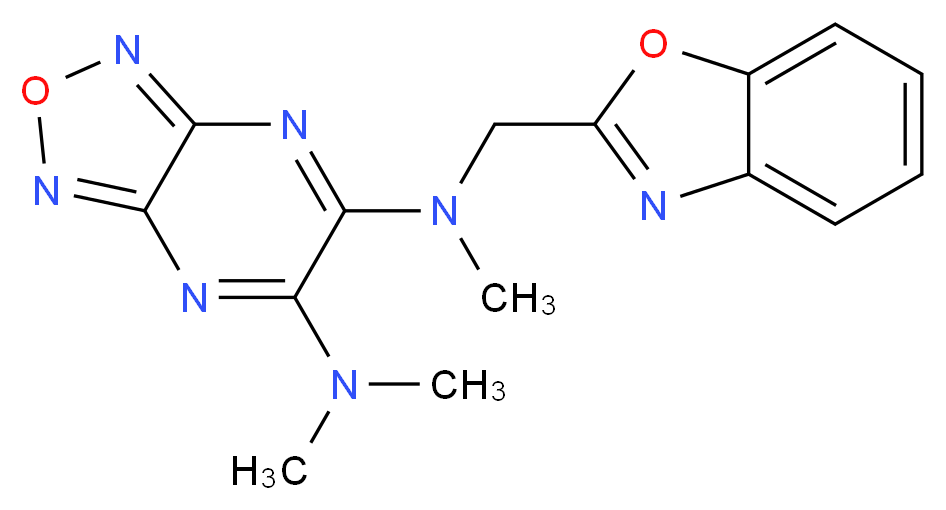 N-(1,3-benzoxazol-2-ylmethyl)-N,N',N'-trimethyl[1,2,5]oxadiazolo[3,4-b]pyrazine-5,6-diamine_Molecular_structure_CAS_)
