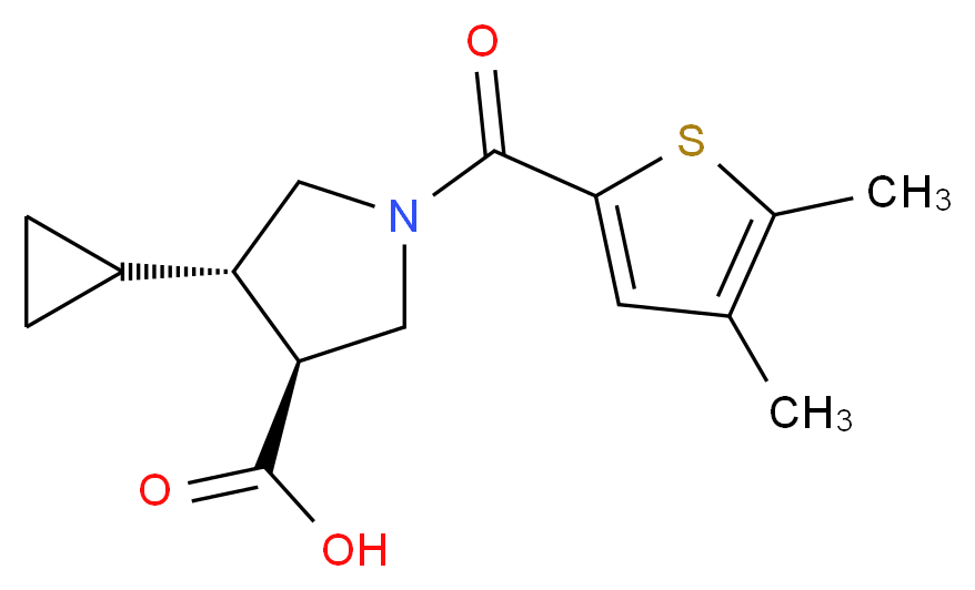 (3S*,4S*)-4-cyclopropyl-1-[(4,5-dimethyl-2-thienyl)carbonyl]-3-pyrrolidinecarboxylic acid_Molecular_structure_CAS_)