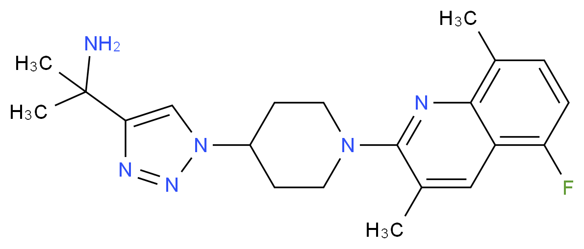 (1-{1-[1-(5-fluoro-3,8-dimethylquinolin-2-yl)piperidin-4-yl]-1H-1,2,3-triazol-4-yl}-1-methylethyl)amine_Molecular_structure_CAS_)