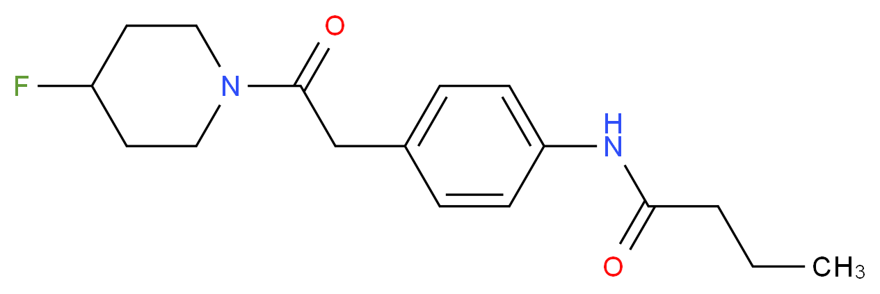 N-{4-[2-(4-fluoropiperidin-1-yl)-2-oxoethyl]phenyl}butanamide_Molecular_structure_CAS_)