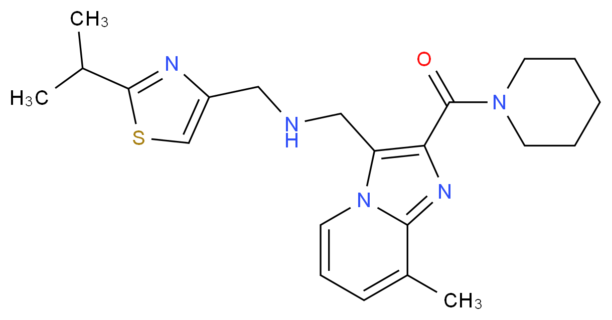 1-(2-isopropyl-1,3-thiazol-4-yl)-N-{[8-methyl-2-(1-piperidinylcarbonyl)imidazo[1,2-a]pyridin-3-yl]methyl}methanamine_Molecular_structure_CAS_)