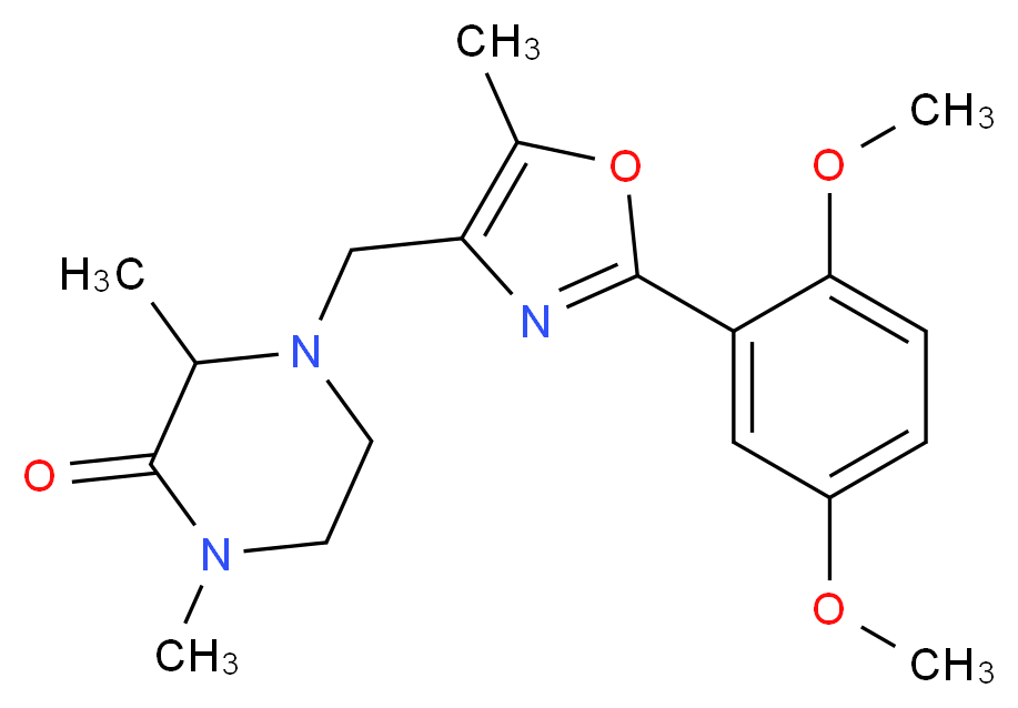 4-{[2-(2,5-dimethoxyphenyl)-5-methyl-1,3-oxazol-4-yl]methyl}-1,3-dimethylpiperazin-2-one_Molecular_structure_CAS_)