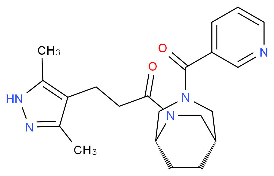 (1S*,5R*)-6-[3-(3,5-dimethyl-1H-pyrazol-4-yl)propanoyl]-3-(pyridin-3-ylcarbonyl)-3,6-diazabicyclo[3.2.2]nonane_Molecular_structure_CAS_)