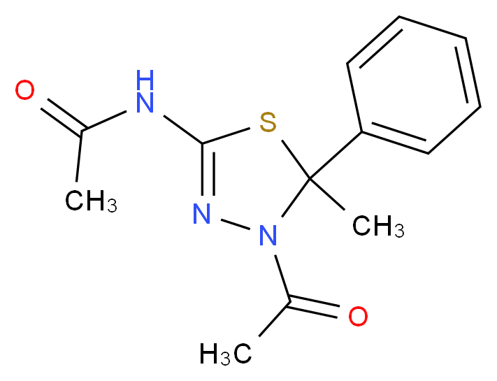 N-(4-acetyl-5-methyl-5-phenyl-4,5-dihydro-1,3,4-thiadiazol-2-yl)acetamide_Molecular_structure_CAS_)