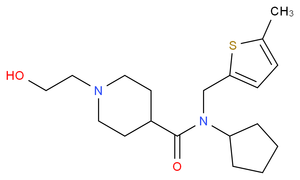 N-cyclopentyl-1-(2-hydroxyethyl)-N-[(5-methyl-2-thienyl)methyl]piperidine-4-carboxamide_Molecular_structure_CAS_)