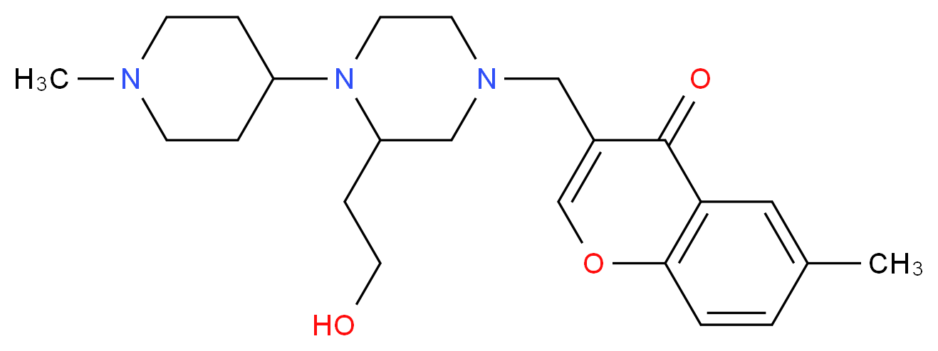 3-{[3-(2-hydroxyethyl)-4-(1-methyl-4-piperidinyl)-1-piperazinyl]methyl}-6-methyl-4H-chromen-4-one_Molecular_structure_CAS_)