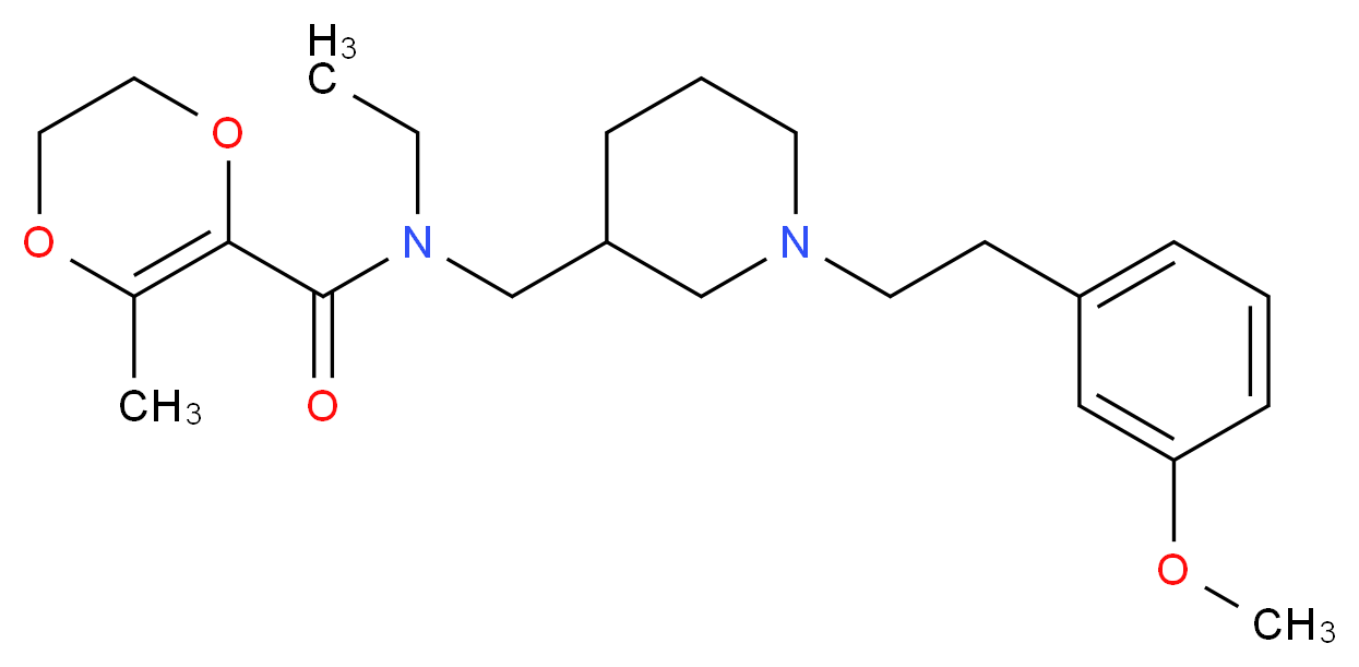 N-ethyl-N-({1-[2-(3-methoxyphenyl)ethyl]-3-piperidinyl}methyl)-3-methyl-5,6-dihydro-1,4-dioxine-2-carboxamide_Molecular_structure_CAS_)