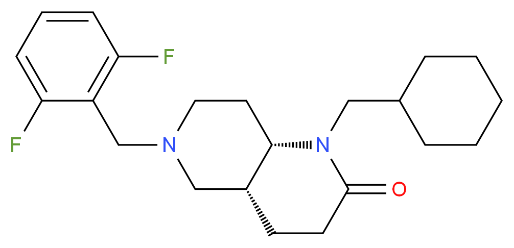 (4aR*,8aS*)-1-(cyclohexylmethyl)-6-(2,6-difluorobenzyl)octahydro-1,6-naphthyridin-2(1H)-one_Molecular_structure_CAS_)