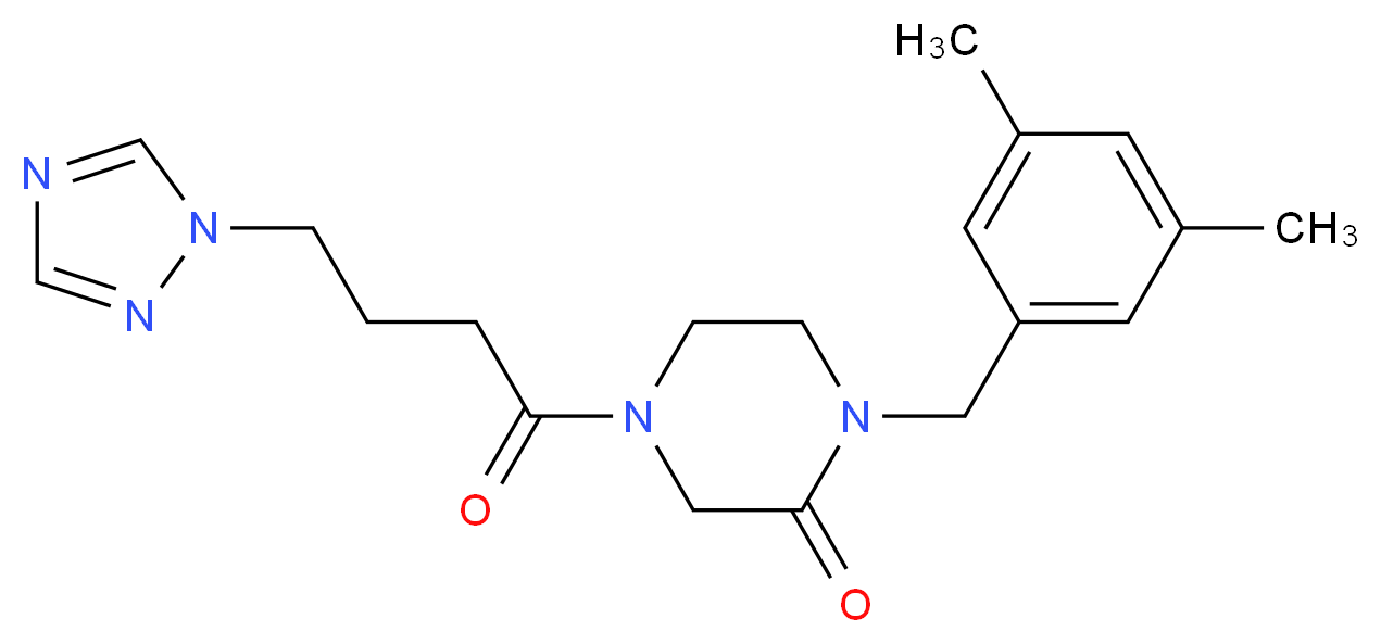 1-(3,5-dimethylbenzyl)-4-[4-(1H-1,2,4-triazol-1-yl)butanoyl]-2-piperazinone_Molecular_structure_CAS_)