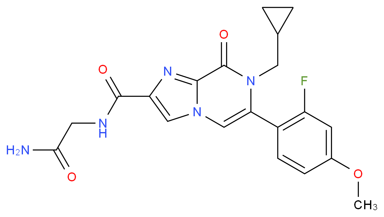 N-(2-amino-2-oxoethyl)-7-(cyclopropylmethyl)-6-(2-fluoro-4-methoxyphenyl)-8-oxo-7,8-dihydroimidazo[1,2-a]pyrazine-2-carboxamide_Molecular_structure_CAS_)