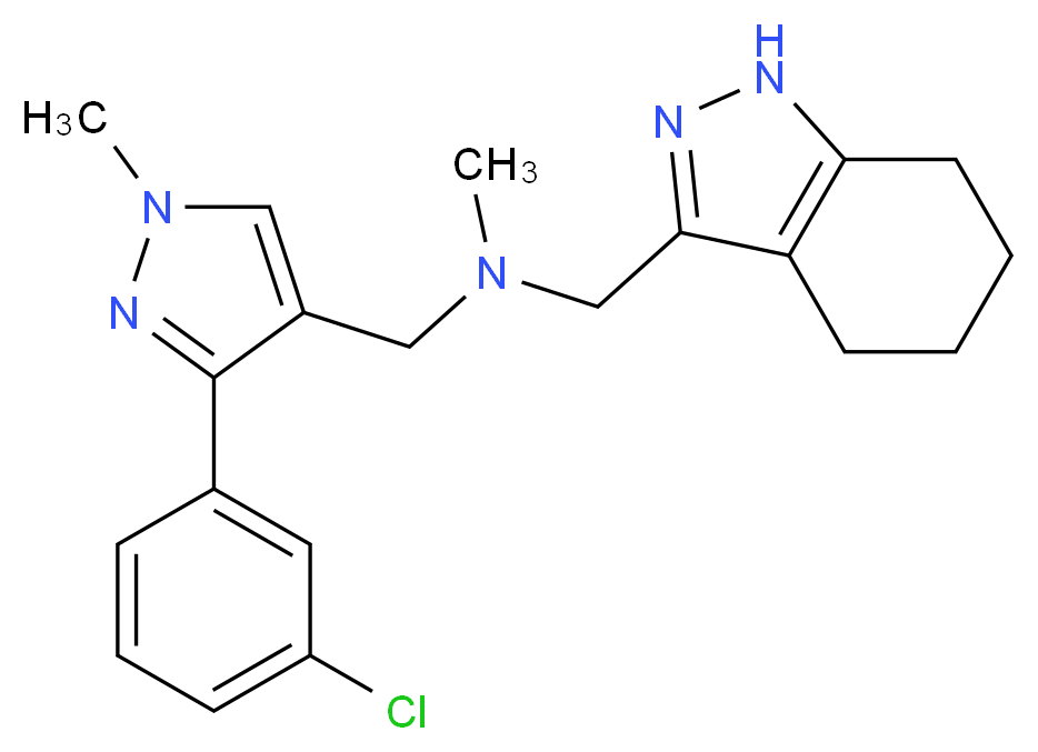 1-[3-(3-chlorophenyl)-1-methyl-1H-pyrazol-4-yl]-N-methyl-N-(4,5,6,7-tetrahydro-1H-indazol-3-ylmethyl)methanamine_Molecular_structure_CAS_)