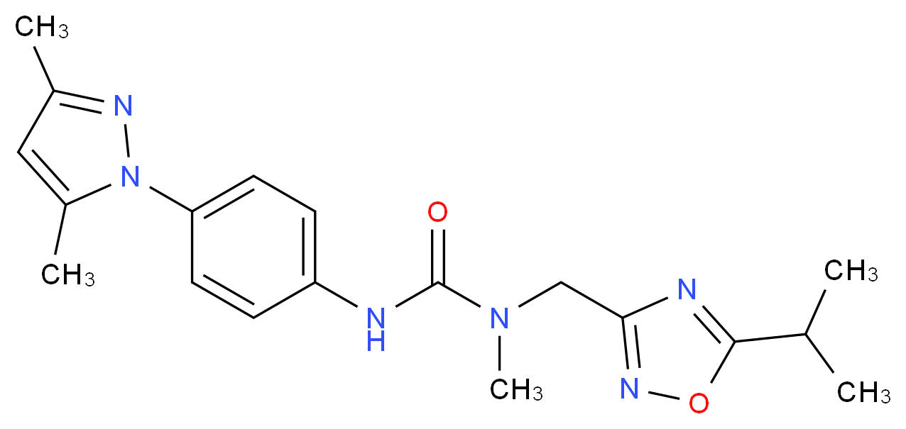 N'-[4-(3,5-dimethyl-1H-pyrazol-1-yl)phenyl]-N-[(5-isopropyl-1,2,4-oxadiazol-3-yl)methyl]-N-methylurea_Molecular_structure_CAS_)