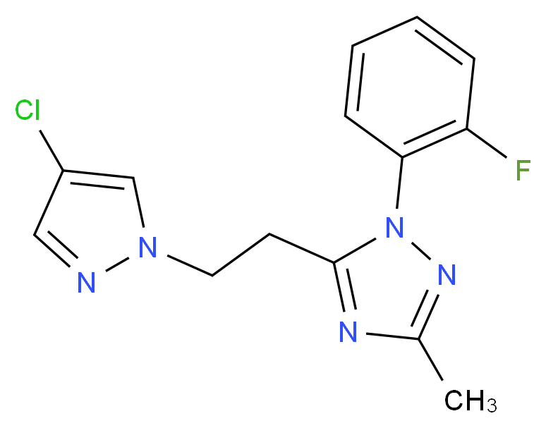 5-[2-(4-chloro-1H-pyrazol-1-yl)ethyl]-1-(2-fluorophenyl)-3-methyl-1H-1,2,4-triazole_Molecular_structure_CAS_)