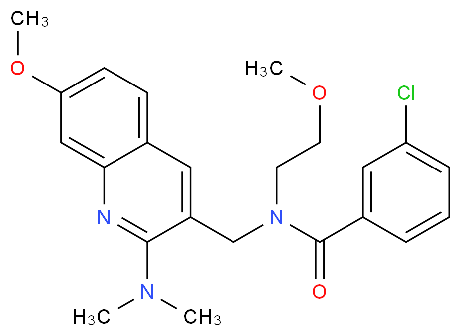 3-chloro-N-{[2-(dimethylamino)-7-methoxy-3-quinolinyl]methyl}-N-(2-methoxyethyl)benzamide_Molecular_structure_CAS_)