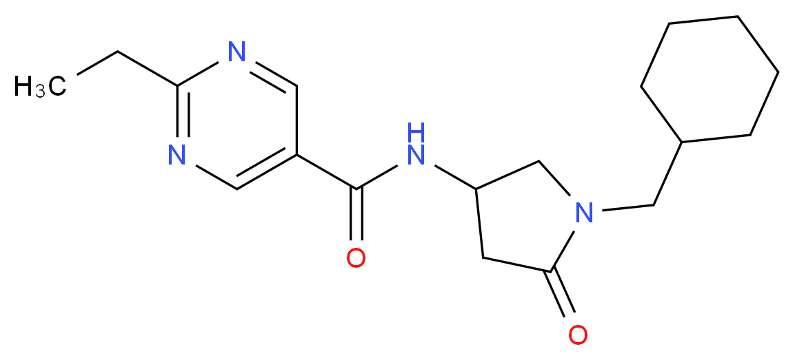 N-[1-(cyclohexylmethyl)-5-oxopyrrolidin-3-yl]-2-ethylpyrimidine-5-carboxamide_Molecular_structure_CAS_)