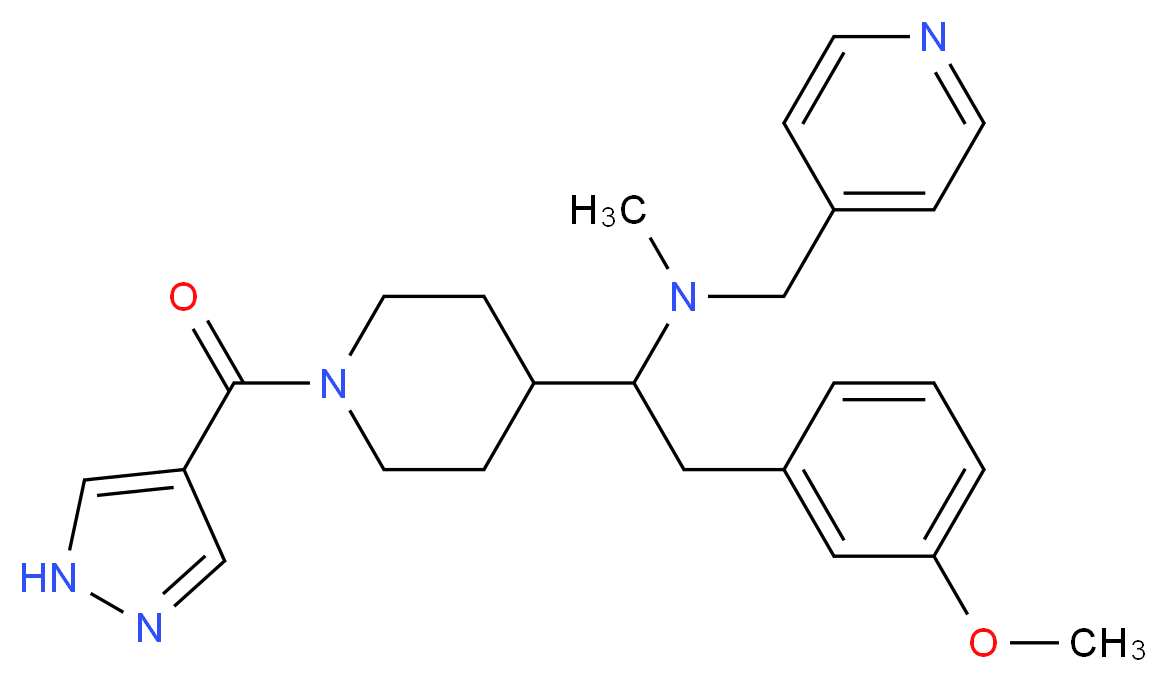 2-(3-methoxyphenyl)-N-methyl-1-[1-(1H-pyrazol-4-ylcarbonyl)-4-piperidinyl]-N-(4-pyridinylmethyl)ethanamine_Molecular_structure_CAS_)