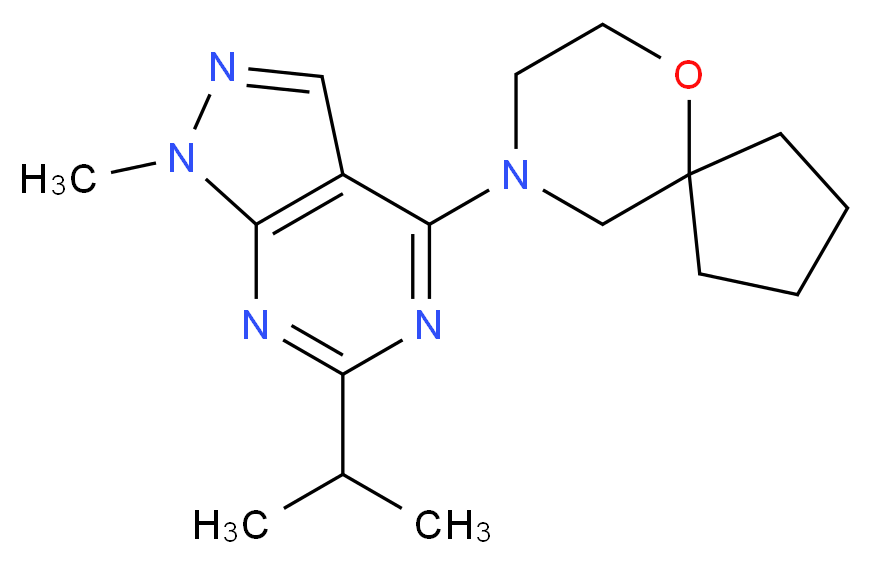 9-(6-isopropyl-1-methyl-1H-pyrazolo[3,4-d]pyrimidin-4-yl)-6-oxa-9-azaspiro[4.5]decane_Molecular_structure_CAS_)