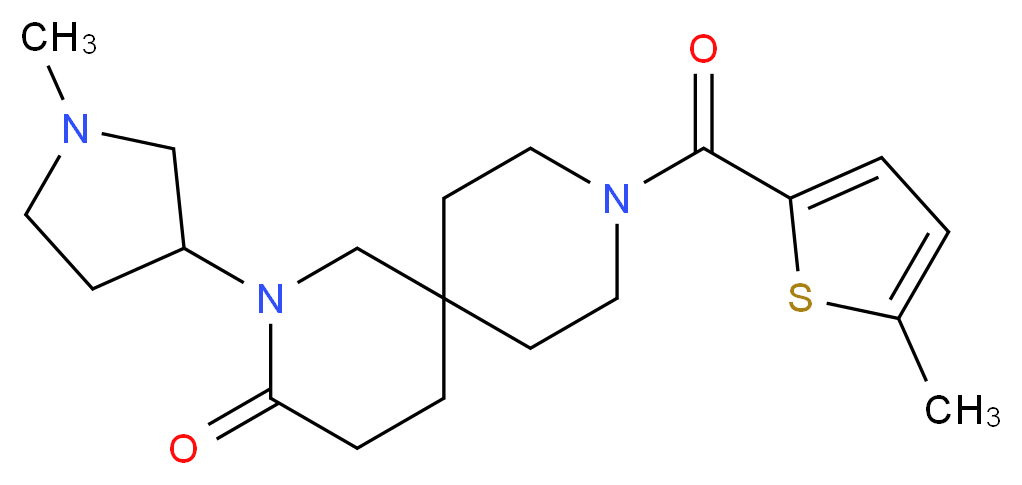 2-(1-methylpyrrolidin-3-yl)-9-[(5-methyl-2-thienyl)carbonyl]-2,9-diazaspiro[5.5]undecan-3-one_Molecular_structure_CAS_)